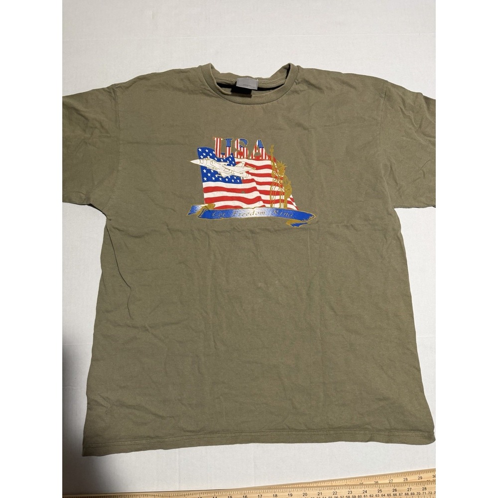 America Let Freedom Ring USA Tee Large T-Shirt 100% Cotton